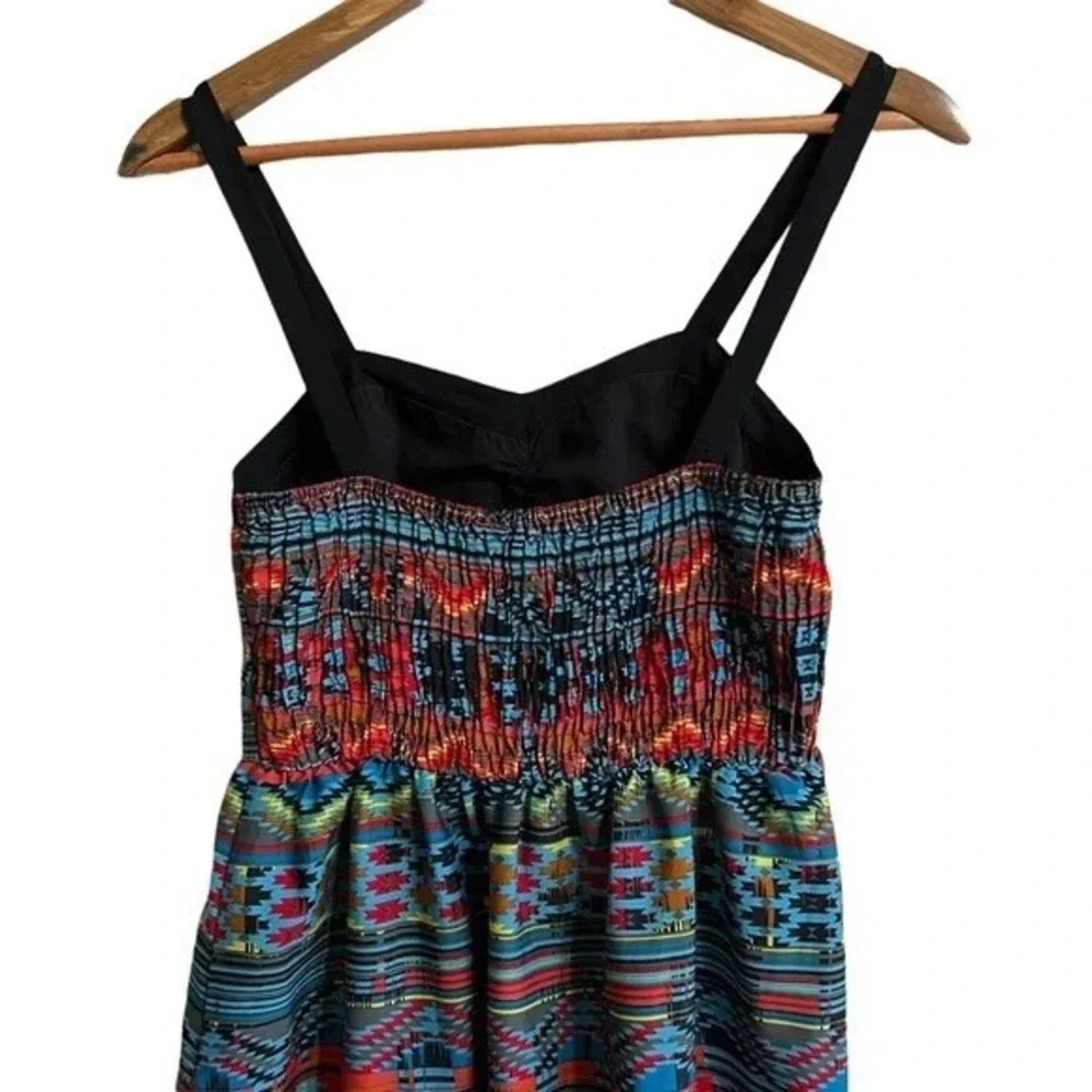 Lottie & Holly Aztec Print High Low Dress‎ Boho Y2K S